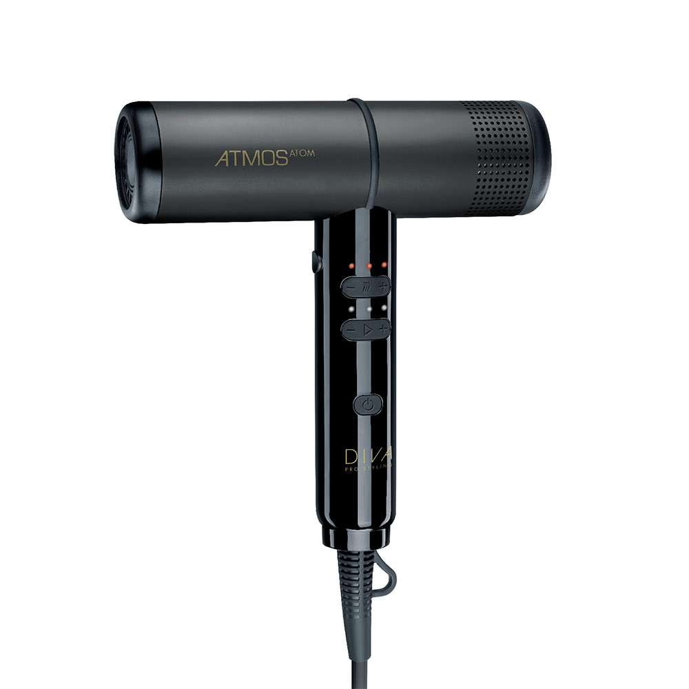 Diva Pro Atmos Atom Ultra Compact Haartrocker Föhn mit Diffuser