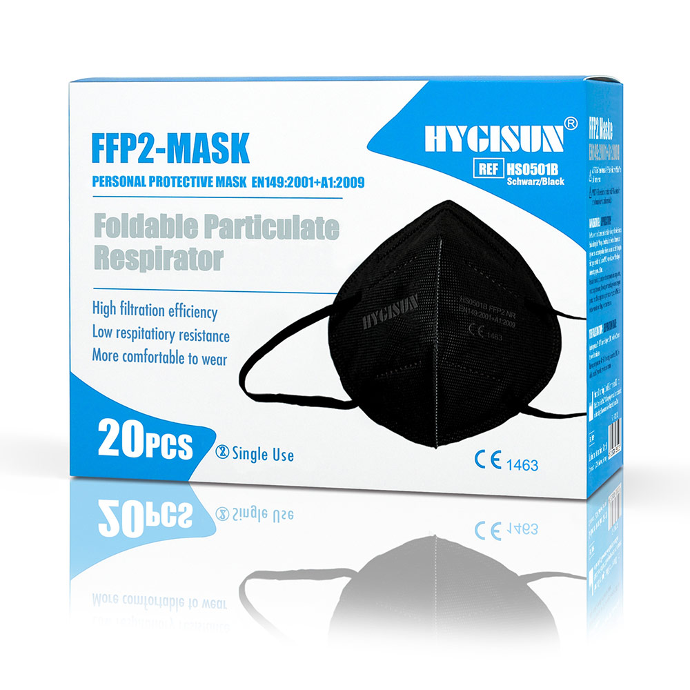 HYGISUN Mundschutz FFP2 Maske FFP 2 Atemschutzmaske 20 Stück SCHWARZ